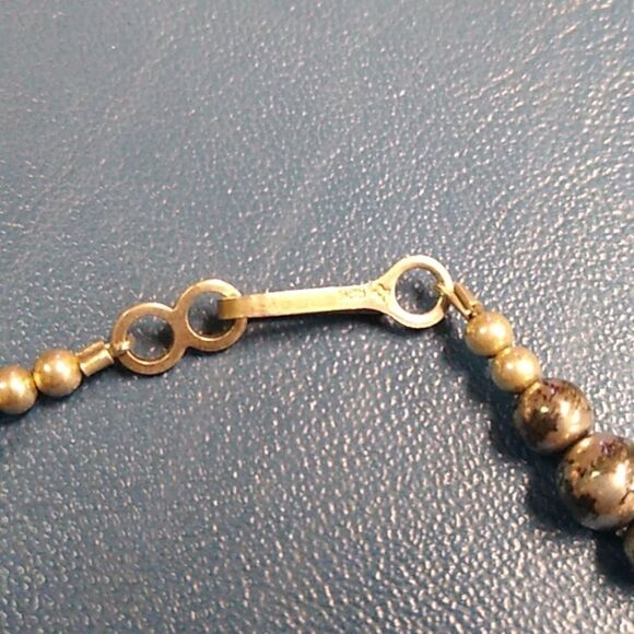 Chic Green and Silver marked 925 on Hook Beaded Choker Necklace - Picture 2 of 5
